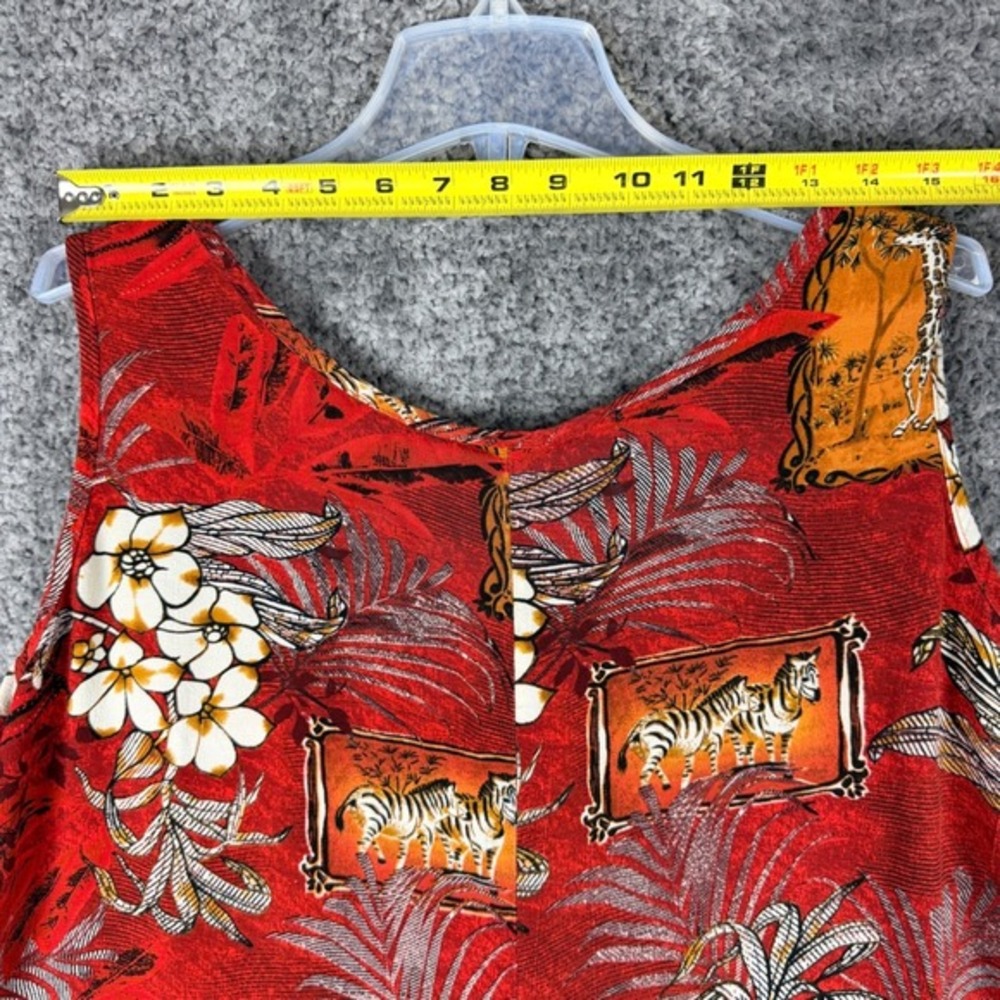 California Krush Women's 1X Red Safari Rayon Maxi Dress Giraffe Zebra Summer USA - Picture 14 of 16